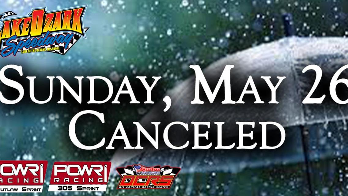 Soaking Rainfall Cancels Lake Ozark Speedway on Sunday, May 26