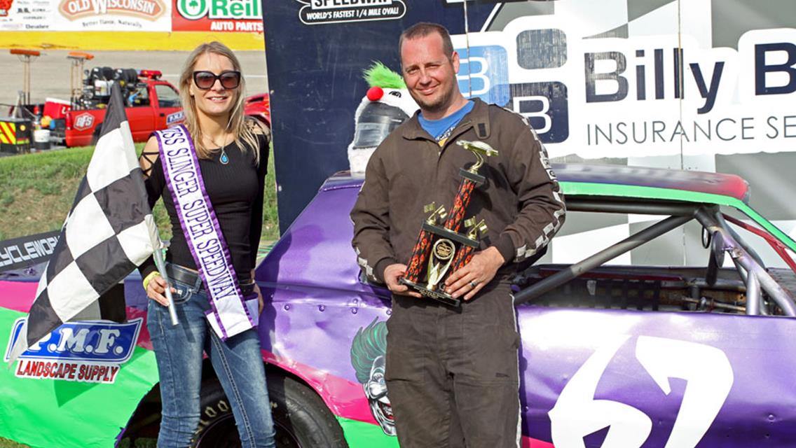 Rich Bickle and Dennis Prunty Split Twin 50-Lap Features at Slinger as Bickle Claims Overall Title