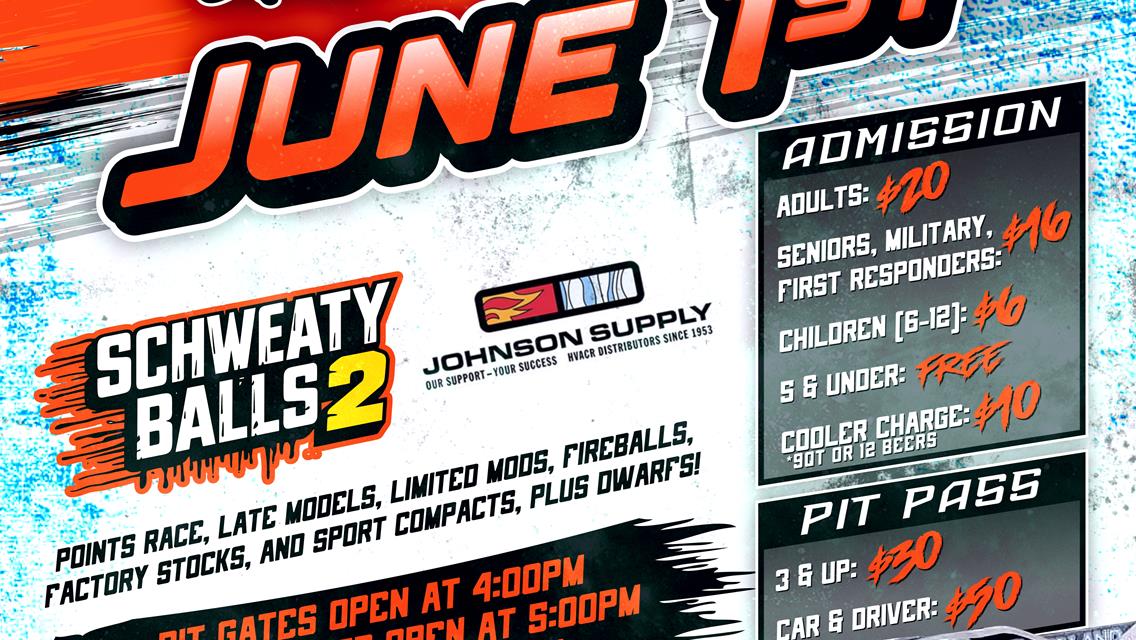 June 1st; sponsored by Johnson Supply - SCHWEATY BALLS 2!