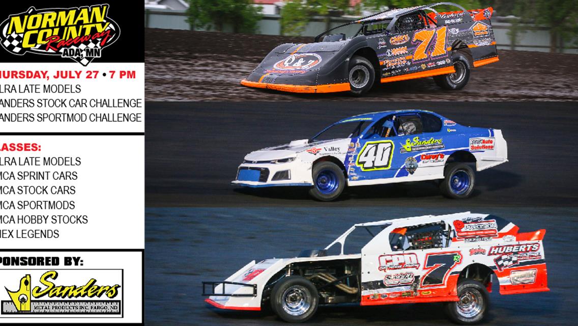 NEXT RACE: Thursday, July 27 - NLRA Late Models | Sanders Stock Car &amp; SportMod Challenge