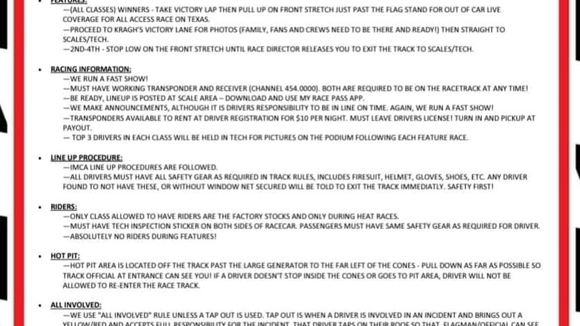 05/21/2022 Race Day Information