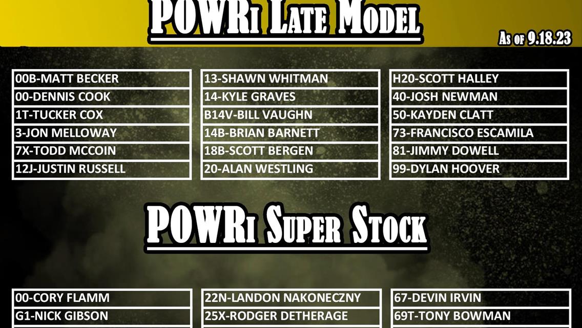 Andy Zeller Memorial – StockMod Nationals September 28-30 Informational Release
