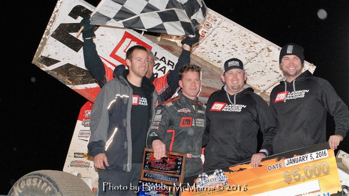 Stewart Uses Late-Race Pass on Larson to Claim Winter Heat Sprint Car Showdown Round 3