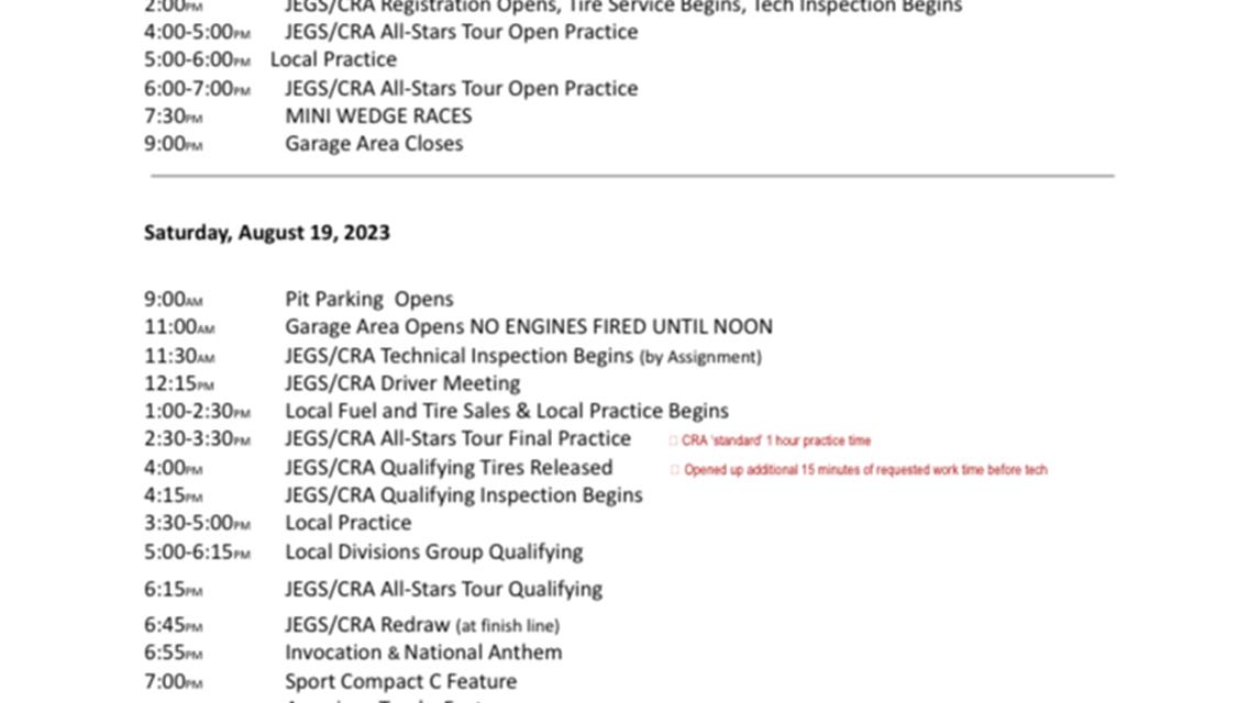 Masters of the Pro&#39;s Itinerary for Friday, Aug 18th &amp; Sat, Aug 19th