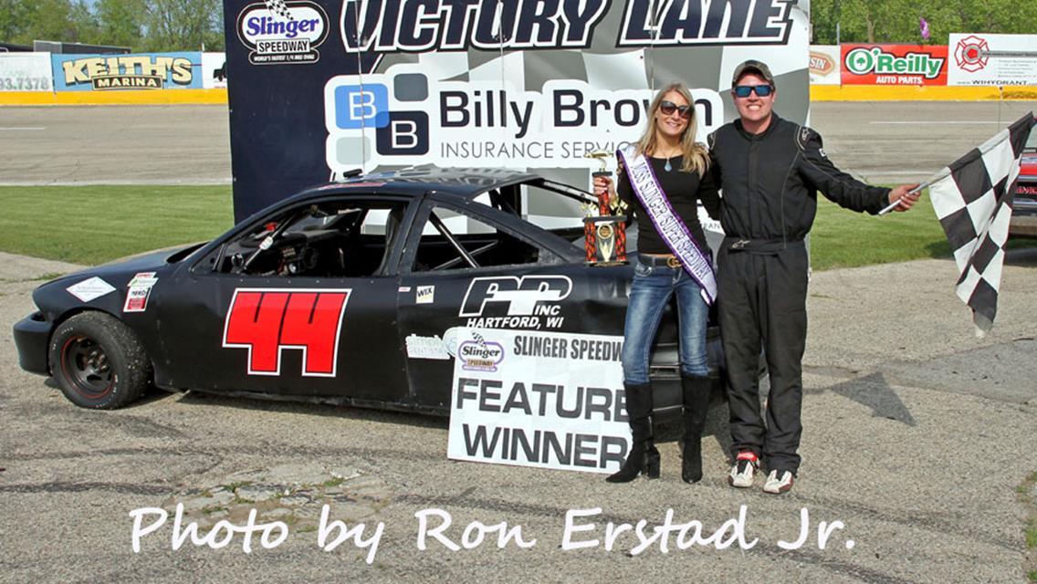 Rich Bickle and Dennis Prunty Split Twin 50-Lap Features at Slinger as Bickle Claims Overall Title