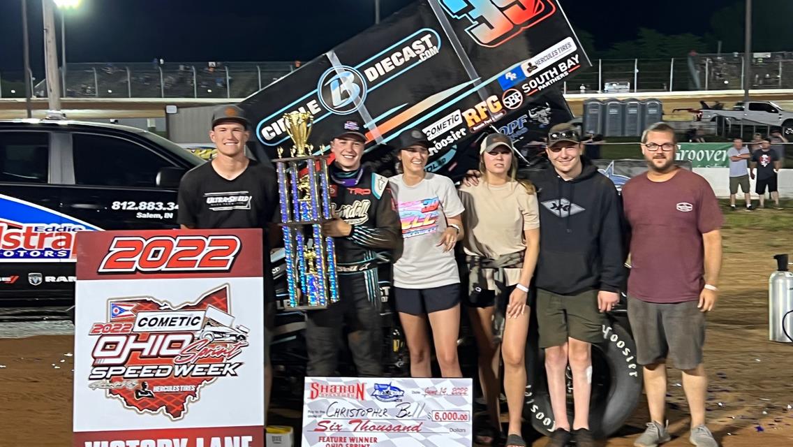 CHRISTOPHER BELL BECOMES 5TH DIFFERENT OHIO SPEEDWEEK WINNER IN AS MANY NIGHTS WITH HIS 3RD SHARON ALL STAR WIN IN 3 TRIES; RUSH SPRINTS TO RUHLMAN