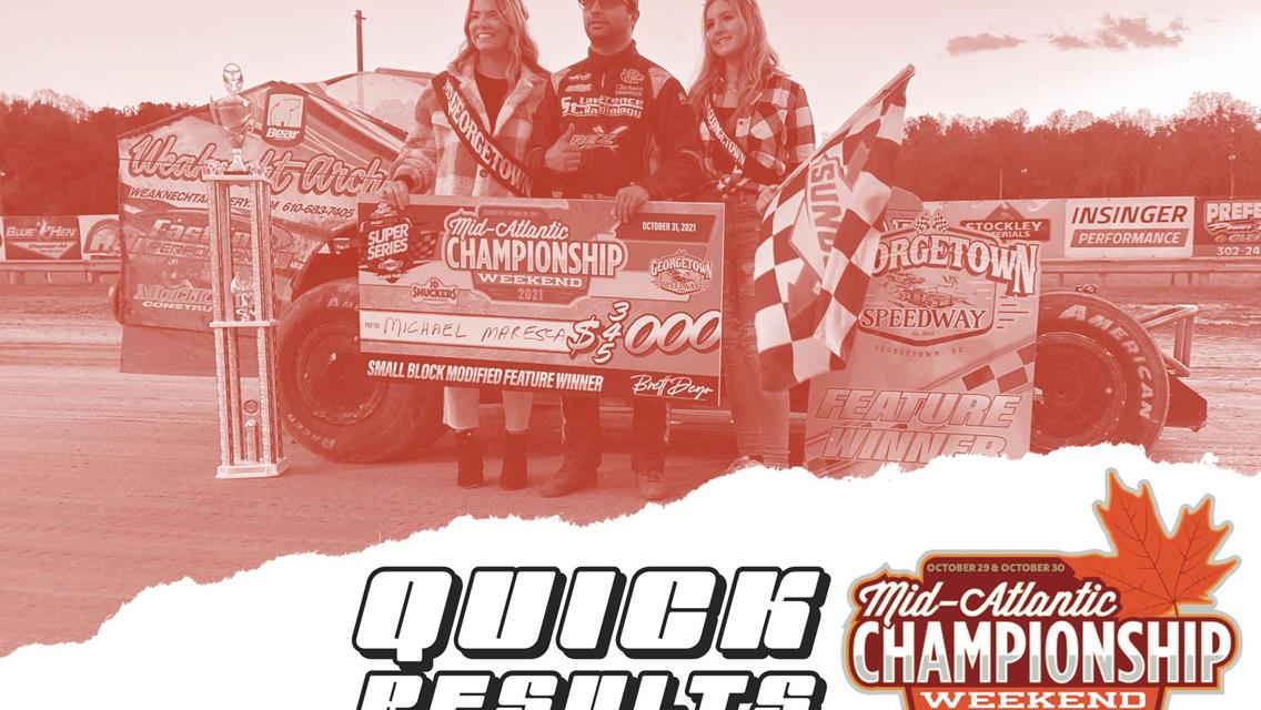 MID-ATLANTIC CHAMPIONSHIP WEEKEND RESULTS SUMMARY â€“ GEORGETOWN SPEEDWAY SUNDAY, OCTOBER 31, 2021