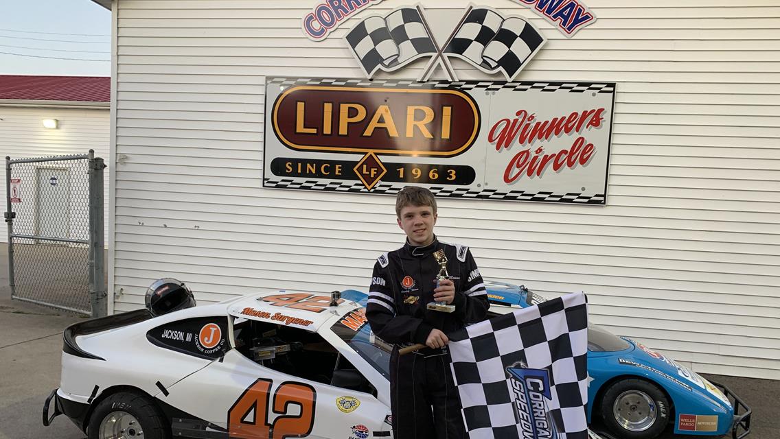 SURGENER WINS AT CORRIGAN OIL SPEEDAY, MI