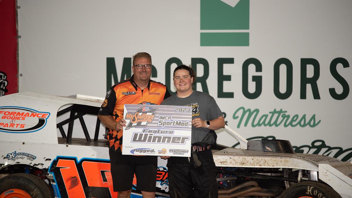 McBirnie takes home $2,000.00 during the IMCA Stock Car Highbanks After the Creek win