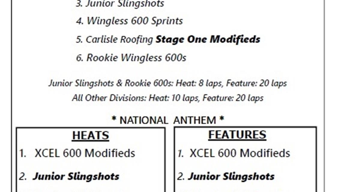 7/23/22 Hamlin Speedway Schedule