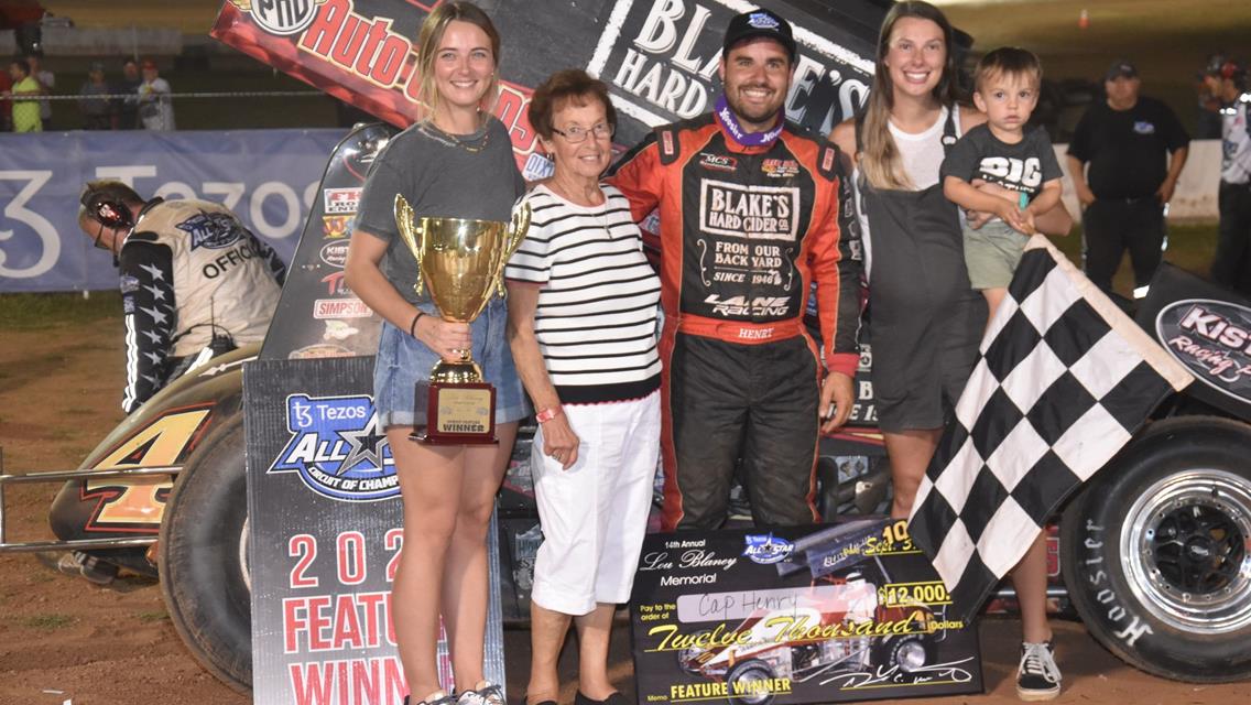 CAP HENRY WINS $12,000 "LOU BLANEY MEMORIAL" FOR 2ND ALL STAR WIN AT SHARON; BRP MOD TOUR TO ERICK RUDOLPH FOR 2ND TIME IN 3 YEARS