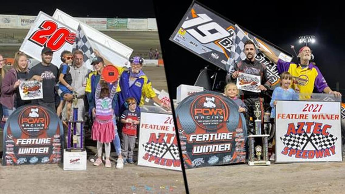 Wes Wofford &amp; Rick Ziehl Win POWRi Desert Wing Sprint Events at Aztec Speedway