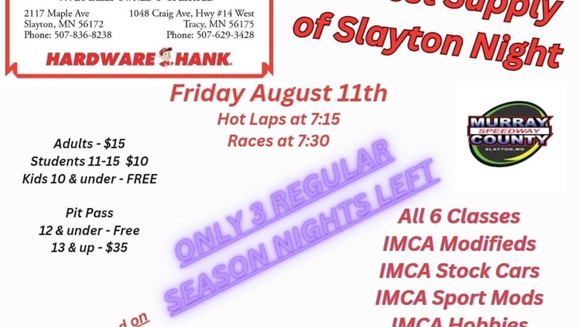 Racing Action this Friday - Midwest Supply of Slayton
