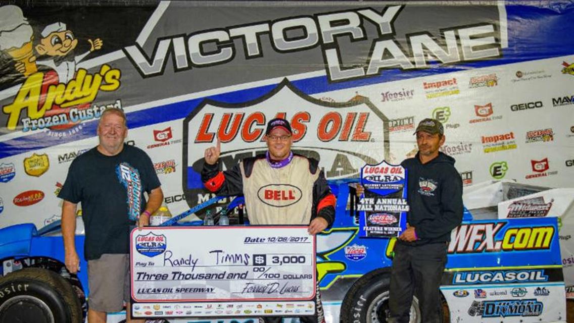 Timms scores MLRA weekend opener at Lucas Oil Speedway