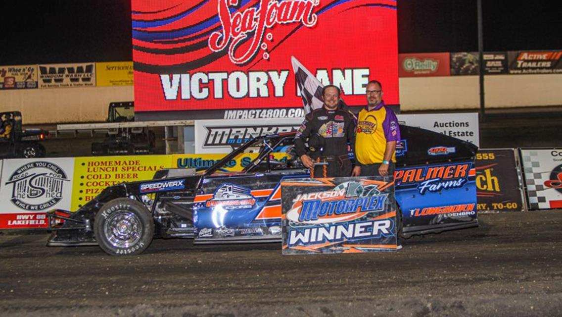 Beckendorf, Larson, Sampson, Boumeester and Erickson Win Bank Midwest IMCA Series Features at Jackson Motorplex