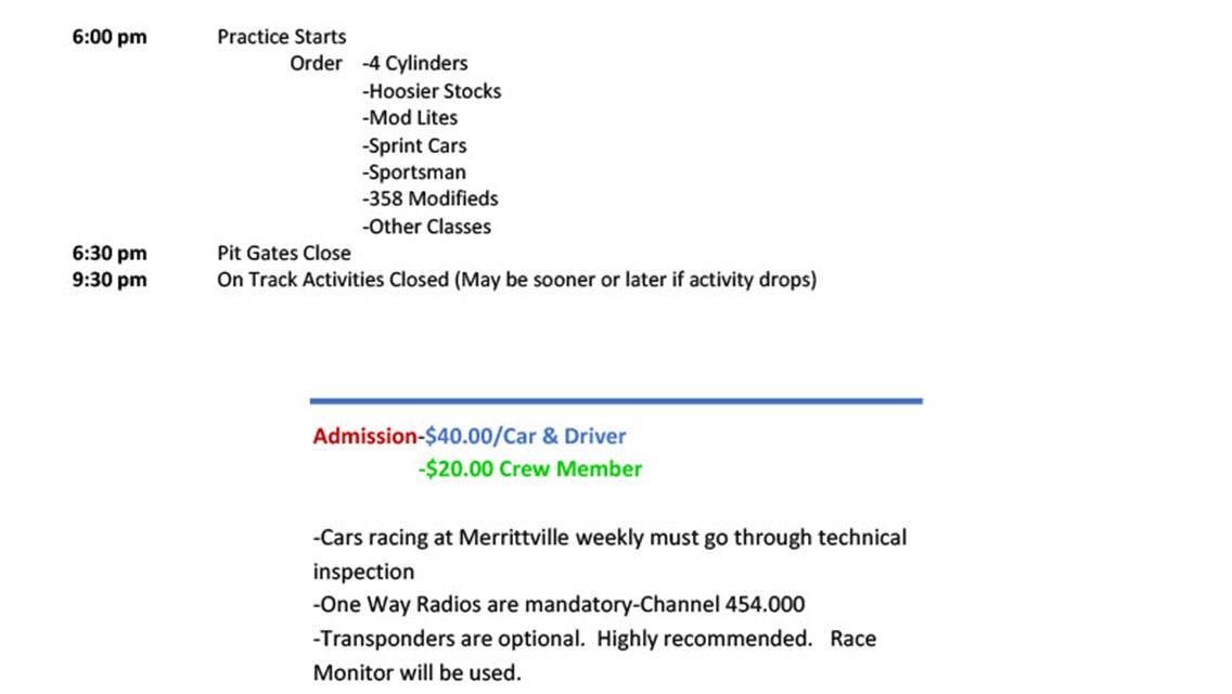 Test &amp; Tune This Saturday Night at Merrittville Speedway