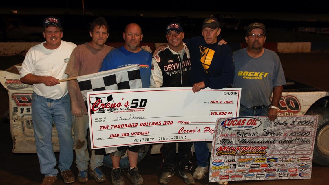 It's Showtime for Steve Shaver in "Creno's 50" Lucas Oil Late Model Dirt Series Race at Muskingum County