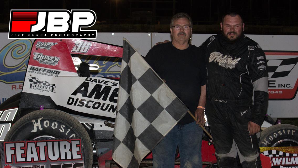 Allen Hafford of Beach Park, Illinois scored a final lap victory in the Wisconsin wingLESS Sprints feature on Saturday, July 22 at Wilmot Raceway