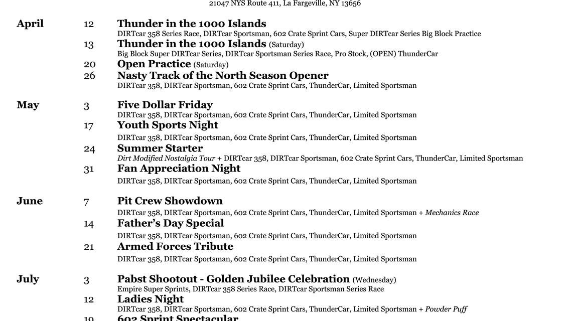 Schedule Now Set for Golden Jubilee Season at Can-Am
