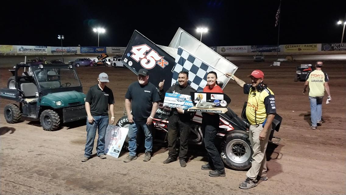 Don Grable and Dylan Harris with Weekend Wins at Deuce of Clubs Thunder Raceway with POWRi Desert Wing Sprints