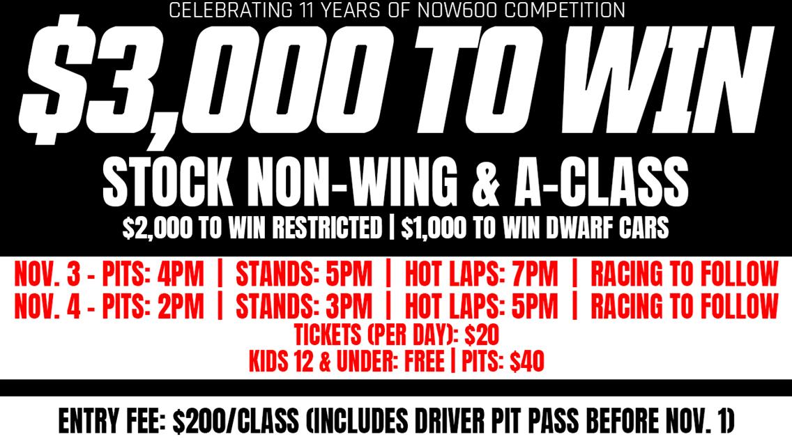 Over $50,000 Up For Grabs For NOW600 Micros At Creek County Speedway!