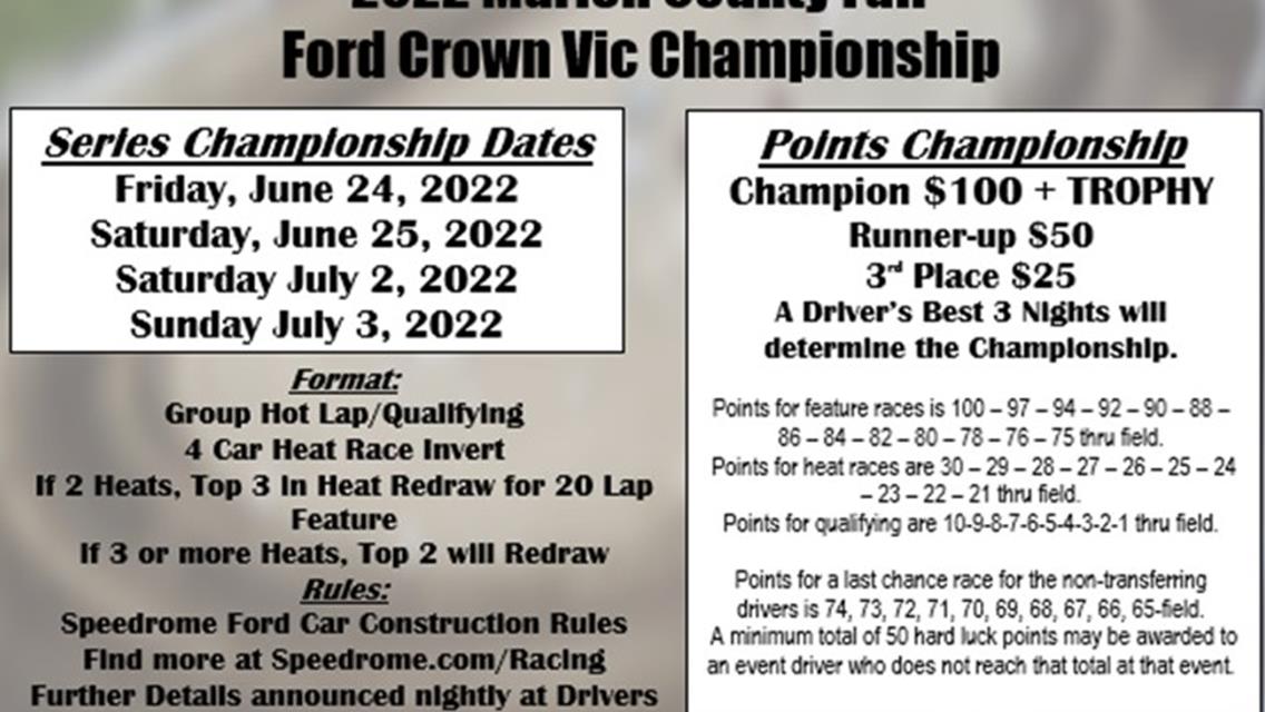 MARION COUNTY FAIR FORD CROWN VIC CHAMPIONSHIP ANNOUNCED