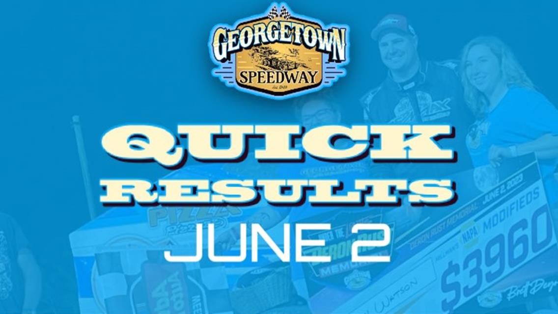 â€˜DERON RUST MEMORIAL RESULTS SUMMARY â€“ GEORGETOWN SPEEDWAY FRIDAY, JUNE 2, 2023