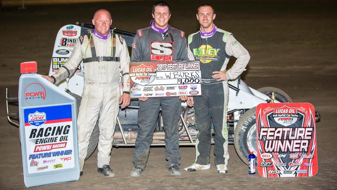 BURKS LANDS ELUSIVE FIRST POWRI LUCAS OIL WAR WIN OF 2017