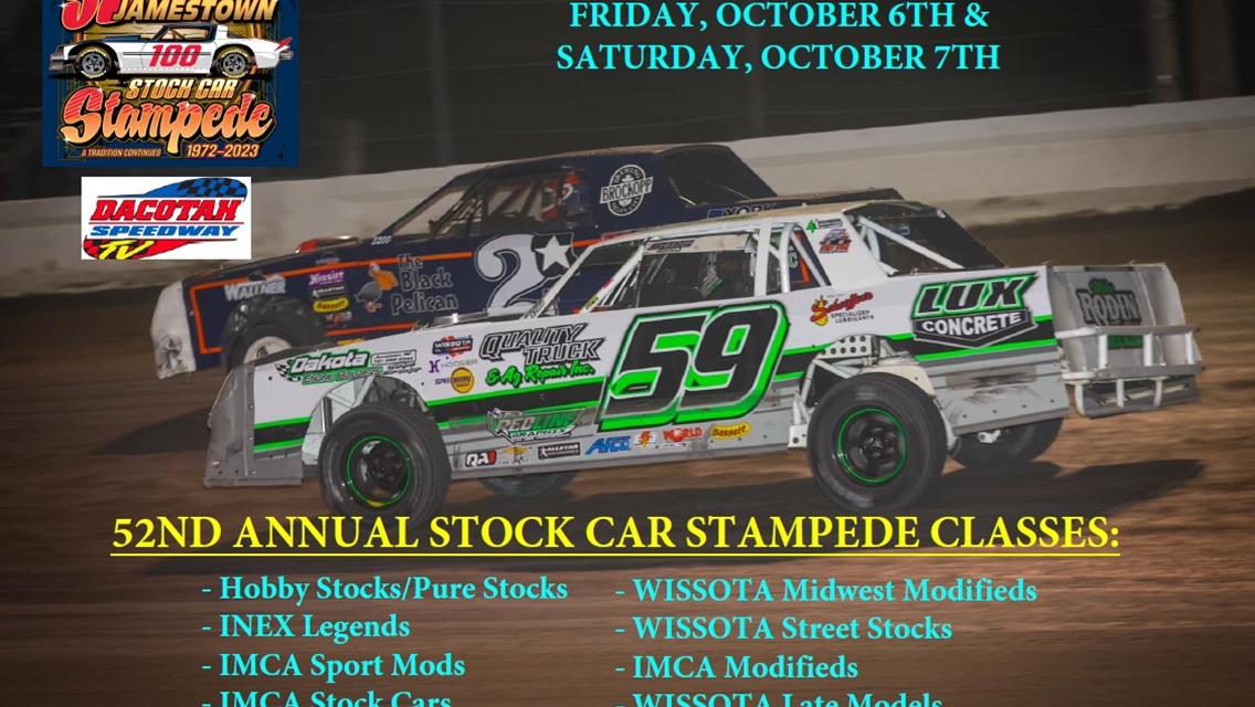 52nd Annual Jamestown Stock Car Stampede - OCTOBER 6TH &amp; 7TH