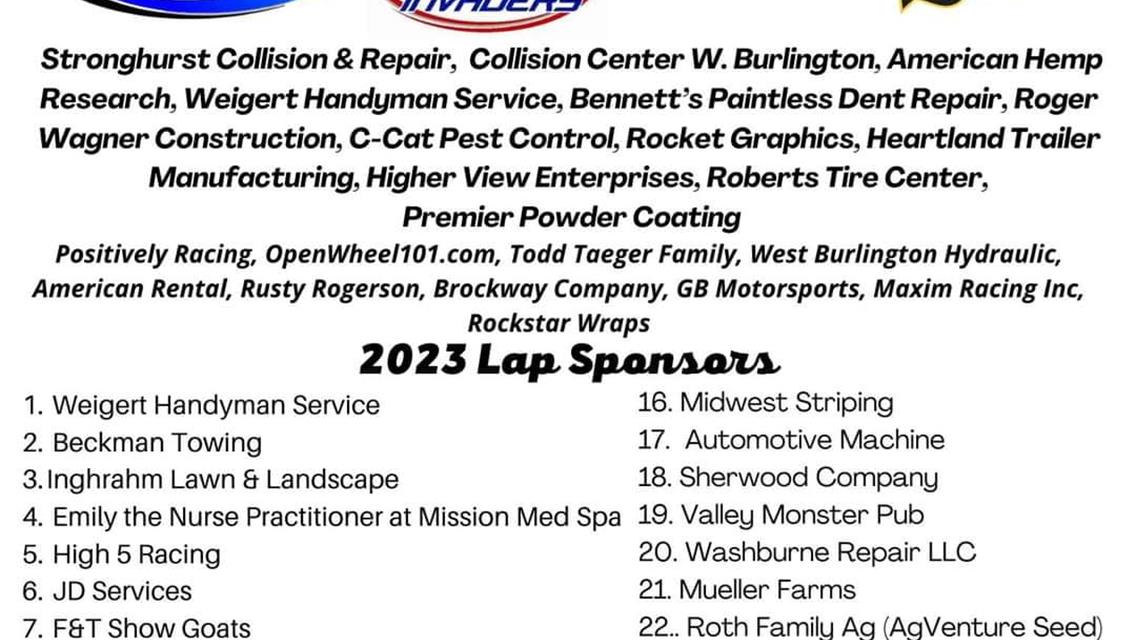 Rich Weekend Finale for Sprint Invaders Friday and Saturday!
