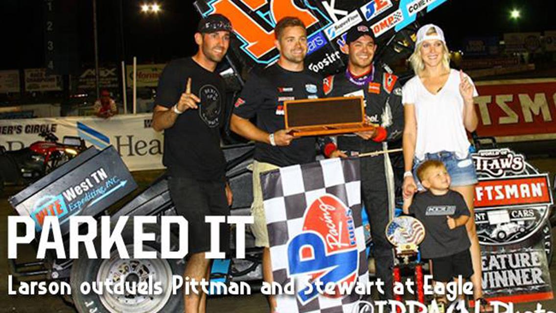 Kyle Larson parks it in Eagle victory circle