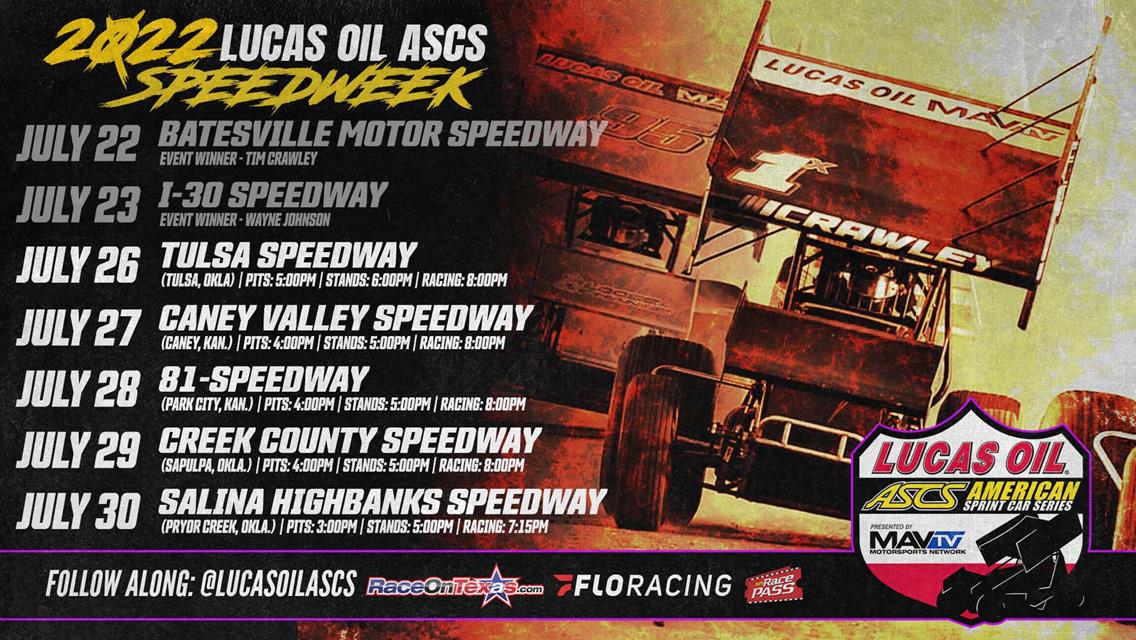 Five Straight Nights Begin Tuesday to Wrap Up ASCS Sizzlin’ Summer Speedweek