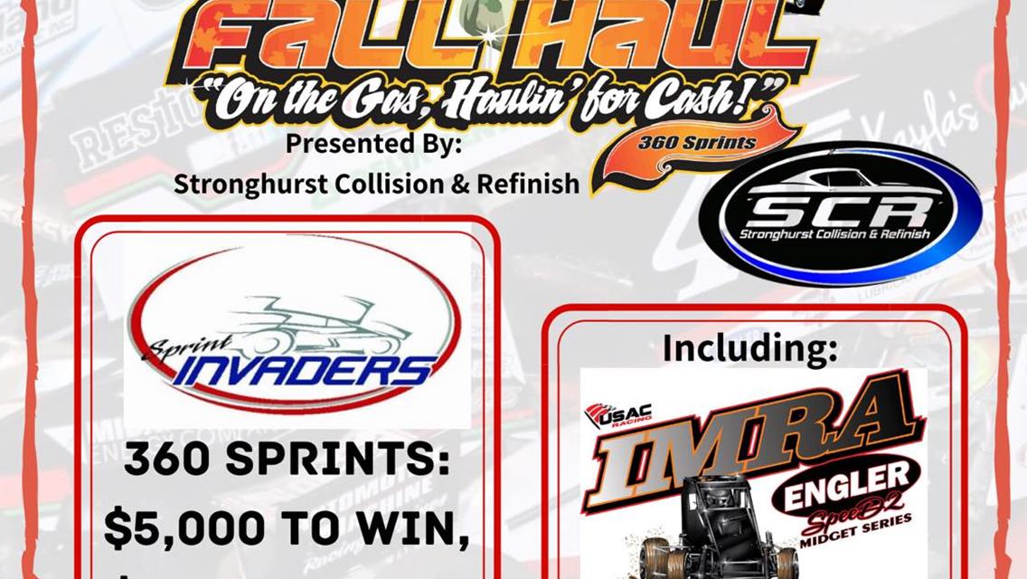 $5,000 Fall Haul at 34 Raceway Saturday; Sunday at East Moline Highlight Sprint Invaders Final Weekend!