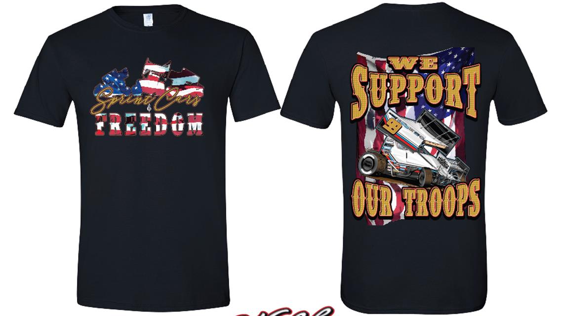 Brady Bacon – “WE SUPPORT OUR TROOPS” T-Shirt Sales During Knoxville Nationals to Benefit Purple Heart Foundation!