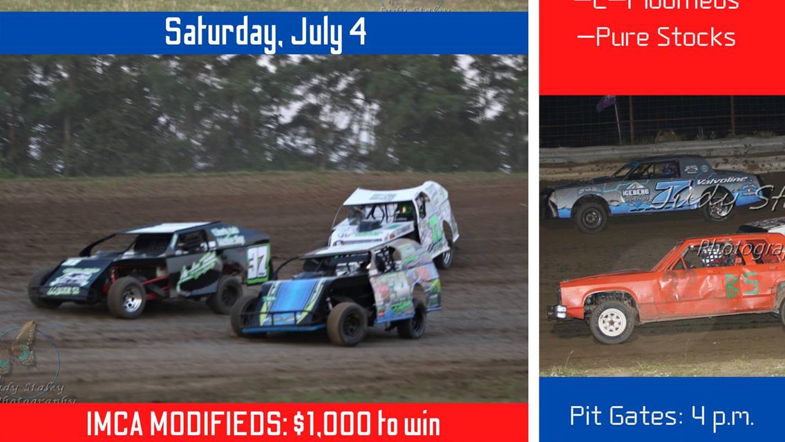 IMCA Modifieds $1,000 to win Saturday, July 4