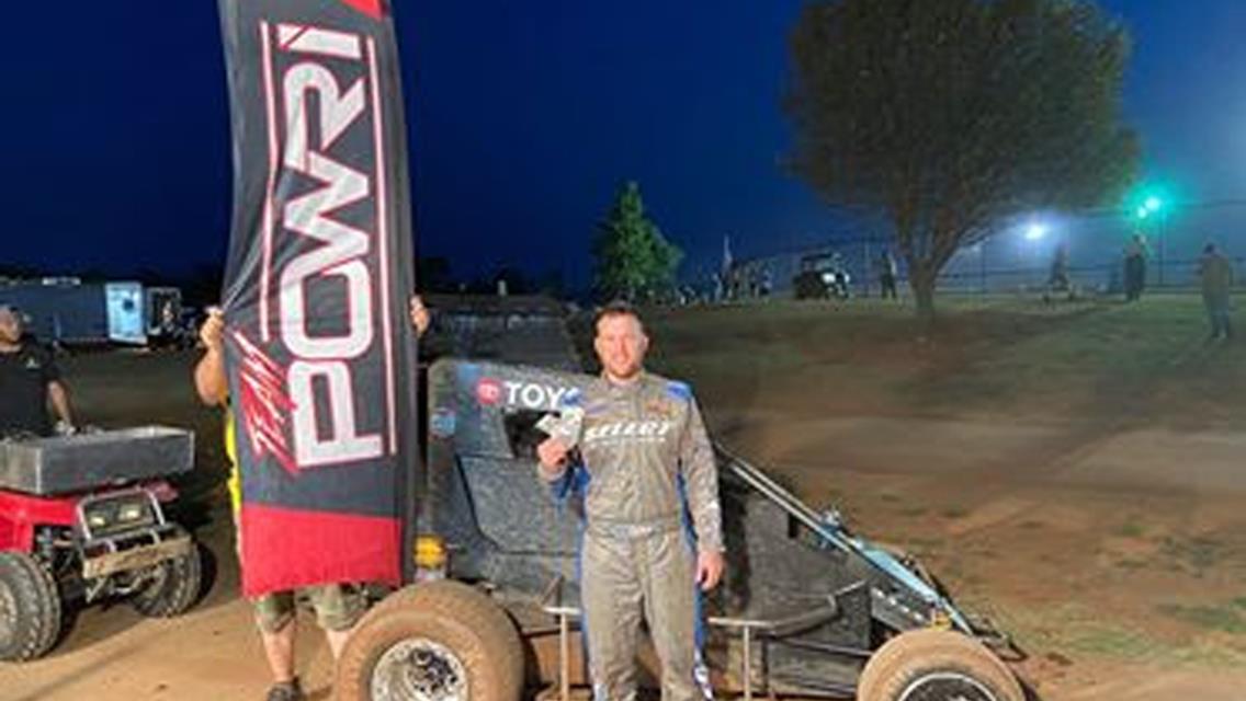 Trey Marcham tops POWRi West Midgets at I-44 Riverside Speedway