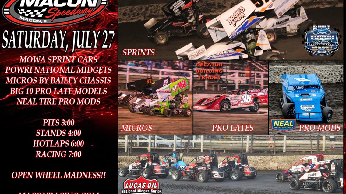 SATURDAY STOP AT MACON ON TAP FOR NATIONAL MIDGETS