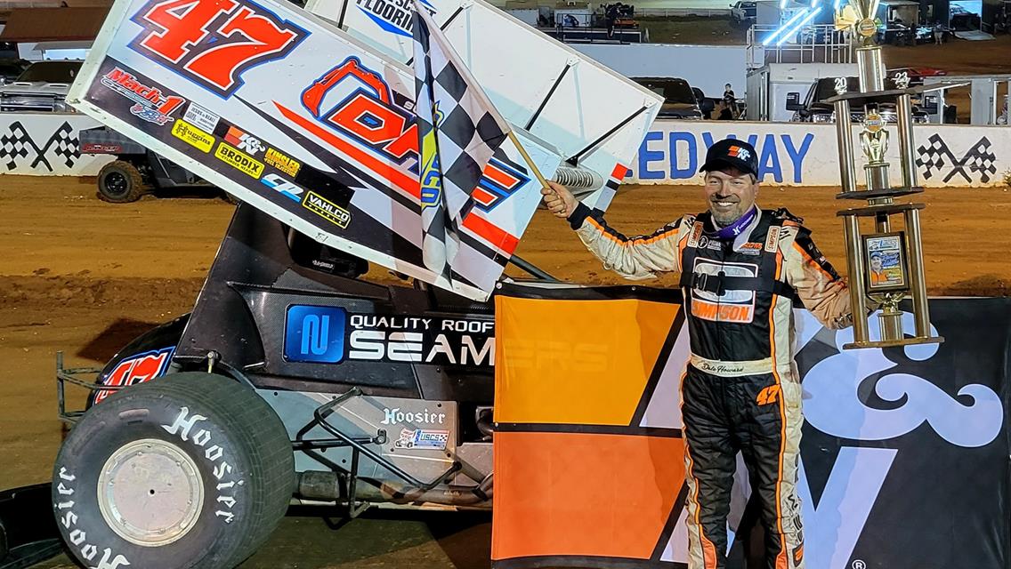 Dale Howard races to win in the 15th Annual USCS Randy Helton Memorial Race at Rome Speedway