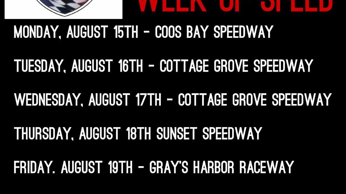 WEEK OF SPEED SET TO MAKE A 2 DAY STOP AT CG, TUESDAY &amp; WEDNESDAY!!