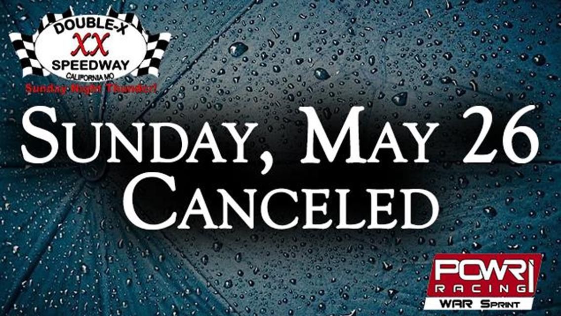 Rainfall Cancels Double X Speedway May 26th POWRi WAR Appearance