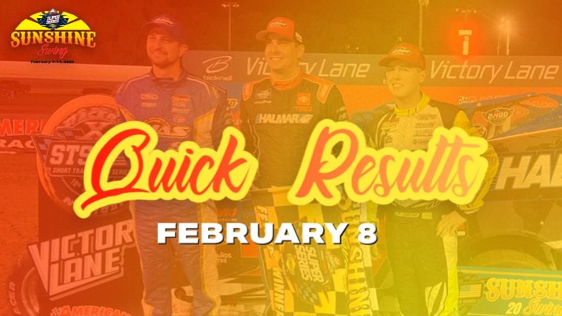 SUNSHINE SWING™ NIGHT NO. 1 RESULTS SUMMARY  ALL-TECH RACEWAY WEDNESDAY, FEBRUARY 8, 2023Â