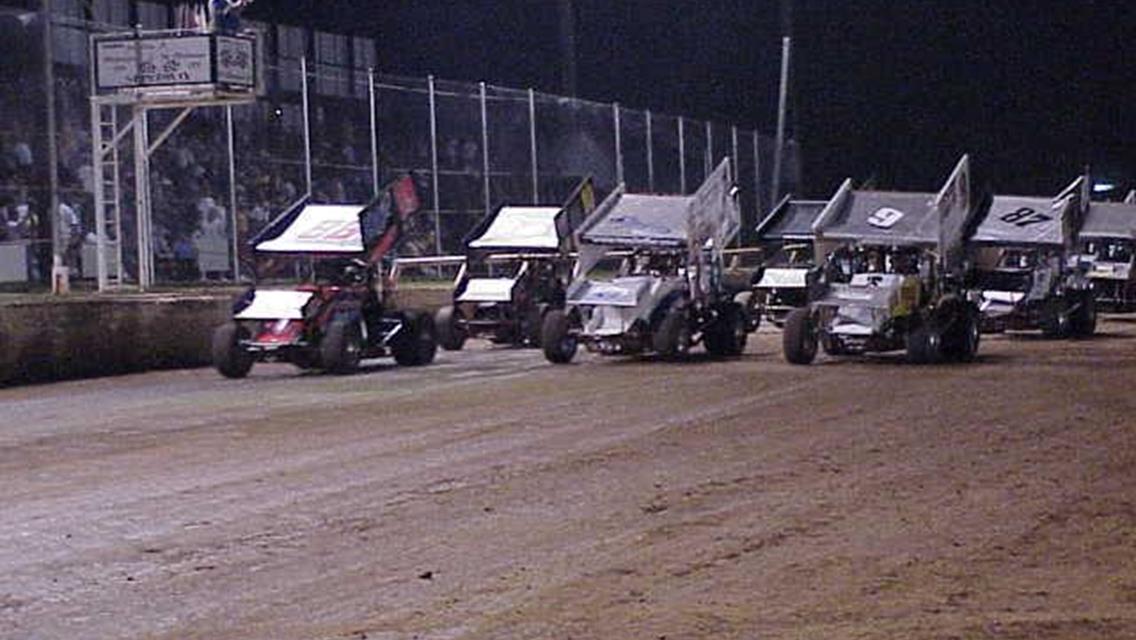 Three-wide at Little Rocks I-30 Speedway