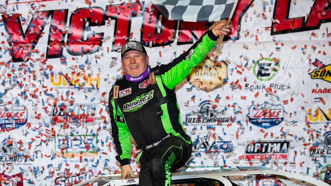 Jimmy Owens in Victory Lane at Atomic Speedway