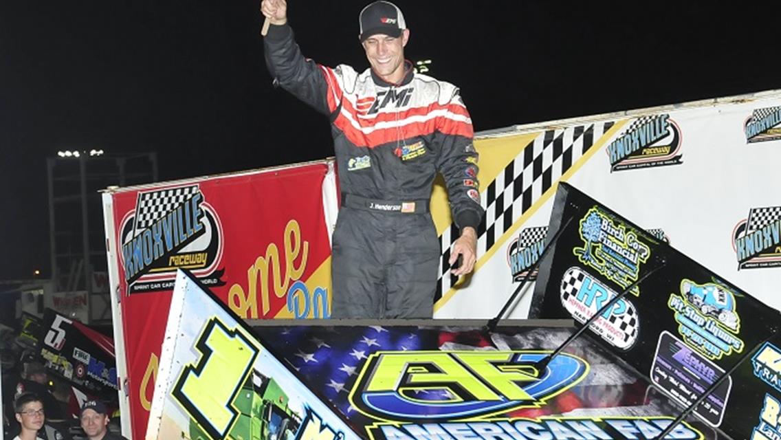 Justin Henderson celebrates in Victory Lane at Knoxville (Rob Kocak Photo)