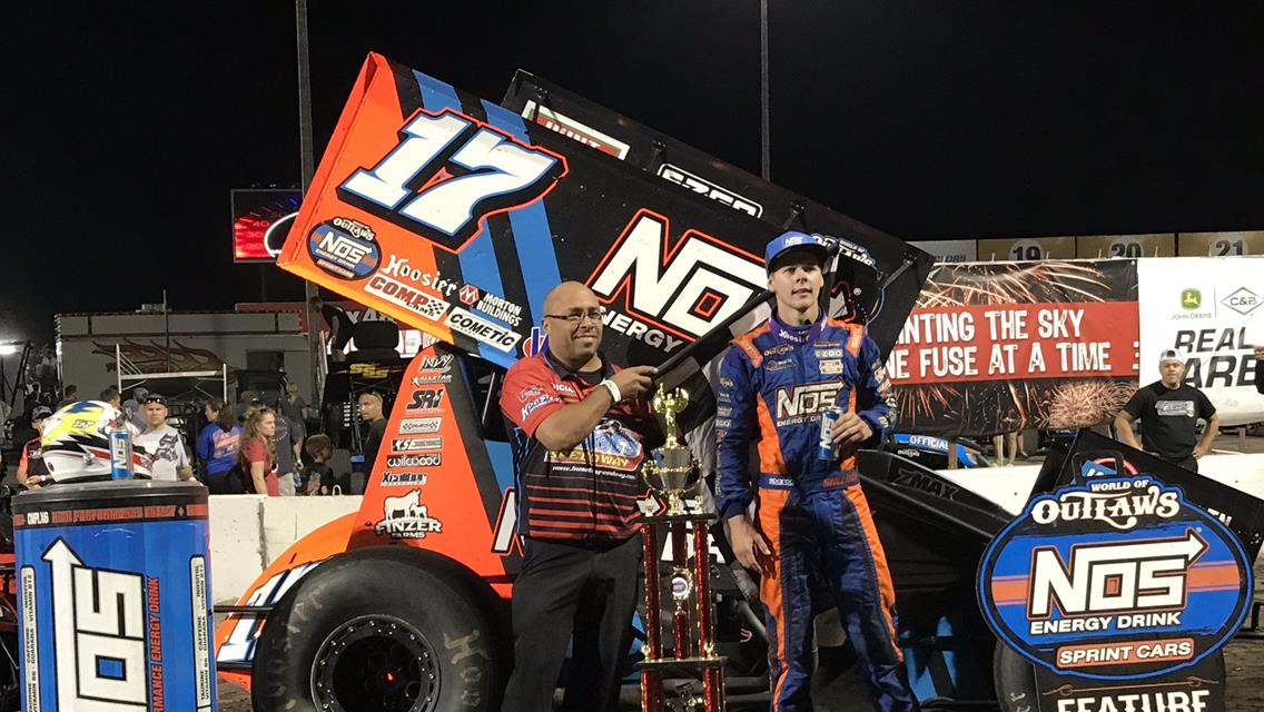 Haudenschild Overcomes Blown Tire and Dover Outlasts Cautions to Claim Wild Opening-Night Victories of Two-Day Event at Huset’s Speedway