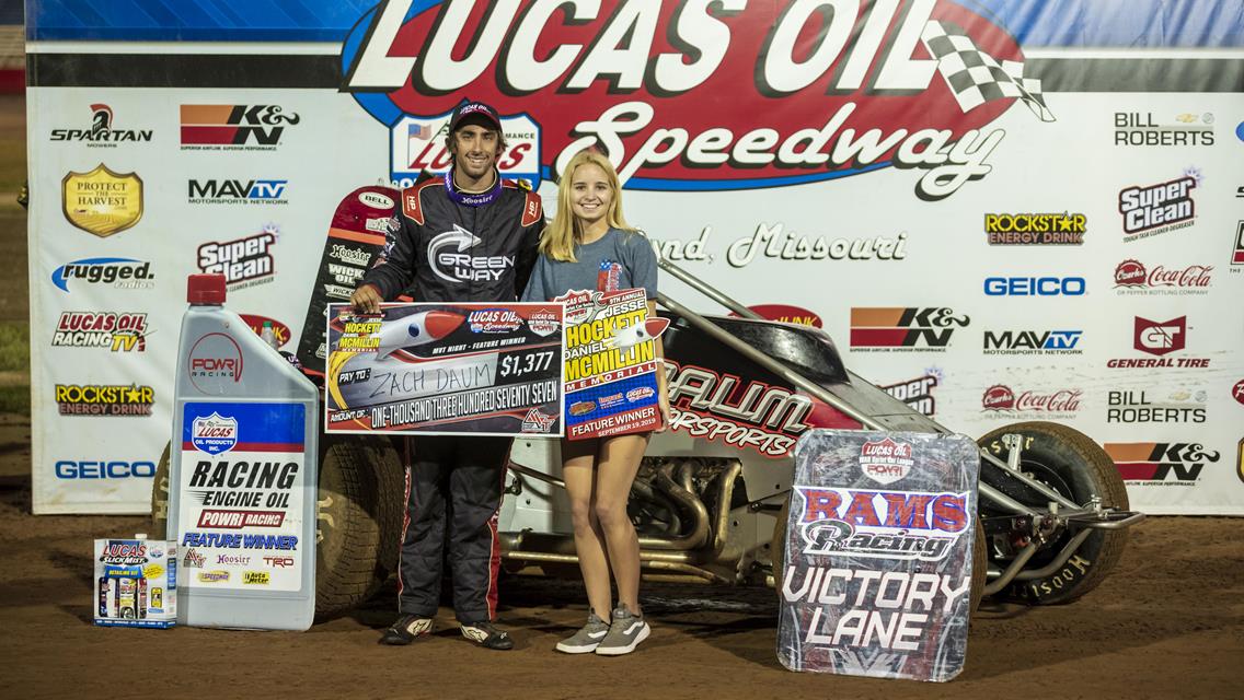 DAUM DRIVES TO VICTORY IN HOCKETT/MCMILLIN MEMORIAL OPENER