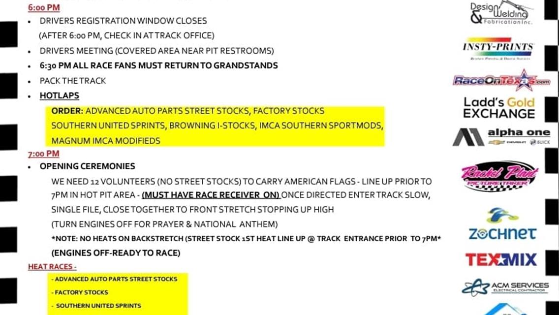 05/07/2022 Race Day Information