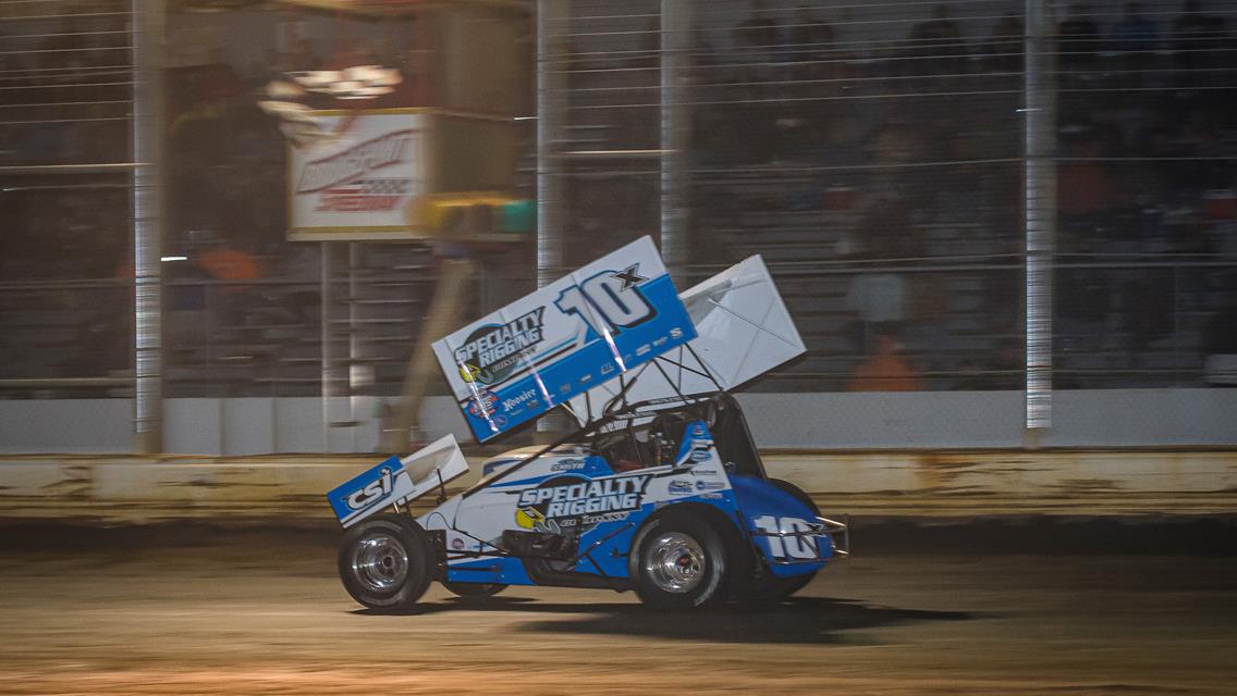 Ryan Smith slides into Victory Lane in the 2021 URC Season Opener at the Kingdom of Speed