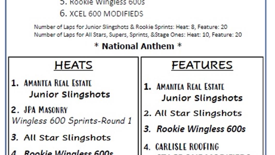 7/10 Schedule of Events ~ Let's Go Racing!