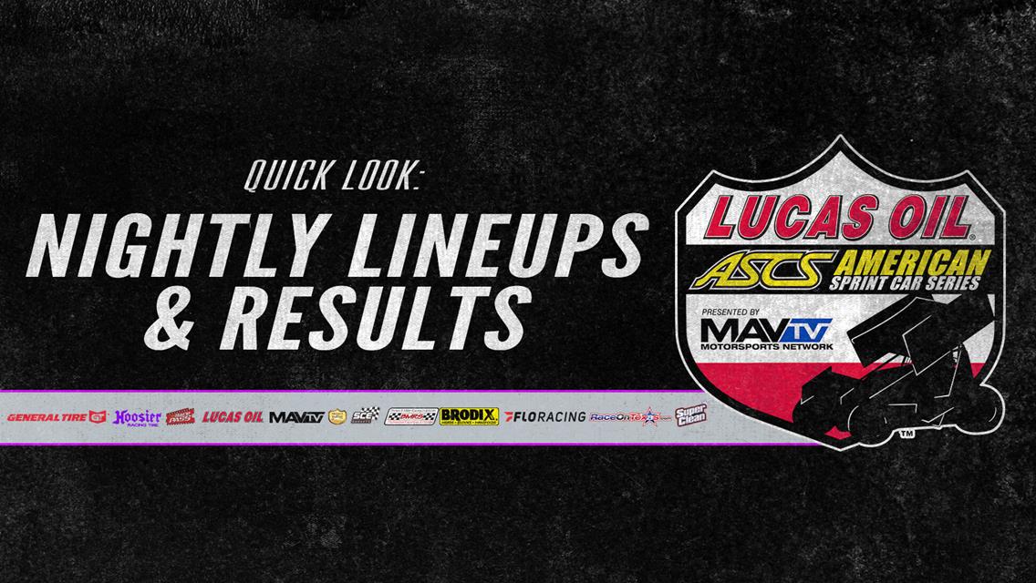 Lineups/Results - I-30 Speedway | Night 1